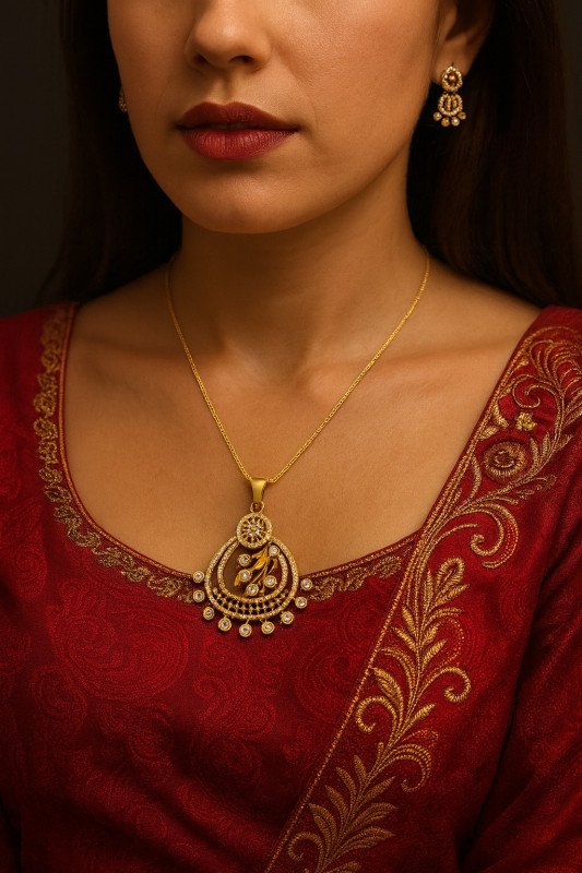 Exquisite Gold-Plated Pendant & Earring Set
