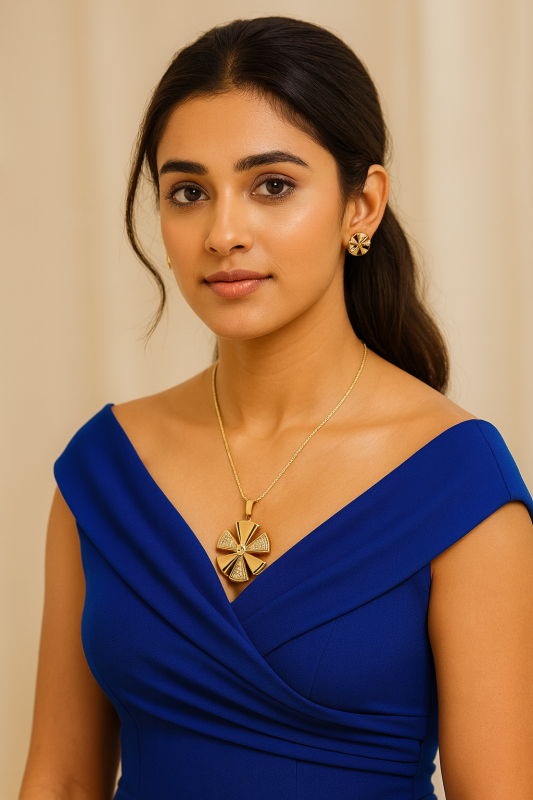 Exquisite Gold-Plated Pendant & Earring Set