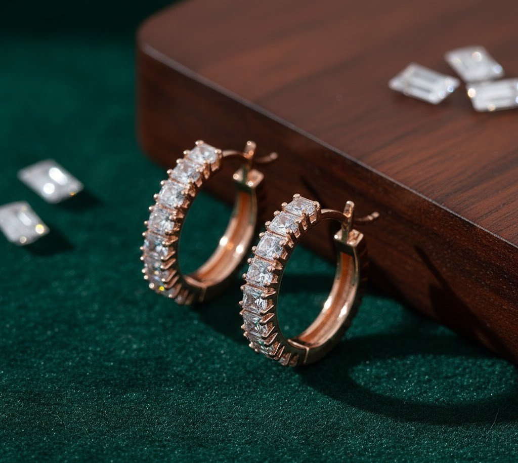 Minimalist Gold-Plated Square Halo Stud Earrings | Contemporary Geometric Daily Wear Jewelry